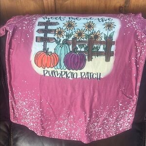 SHEIN Pink Pumpkin Patch Short Sleeve Tee